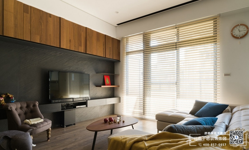 100㎡三居室简约装修风...